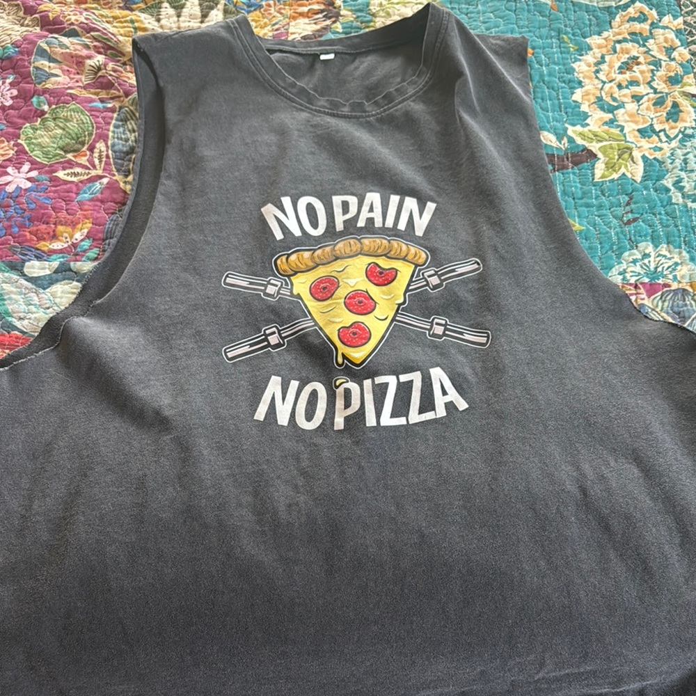Graphic Sleeveless Top with Pizza Design